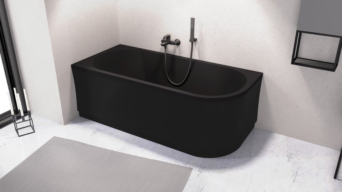 VIVA L wanna asymetryczna 175x80x47cm, czarny mat