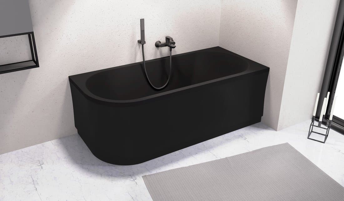 VIVA R wanna asymetryczna 175x80x47cm, czarny mat
