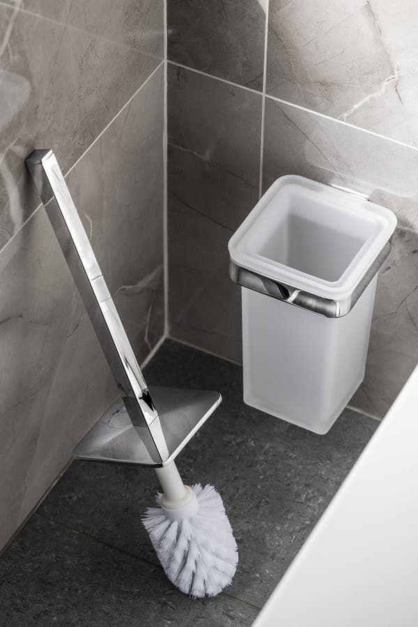 SAMOA szczotka WC wisząca, szkło mleczne, chrom