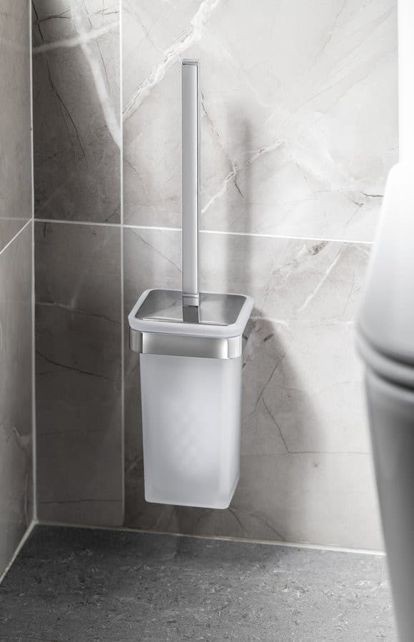 SAMOA szczotka WC wisząca, szkło mleczne, chrom