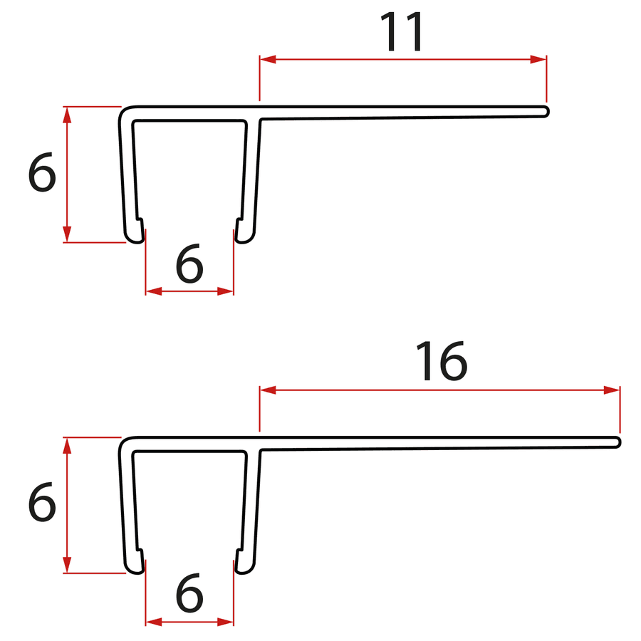 Zestaw uszczelek pionowych do szkła 6/6mm, 1900mm