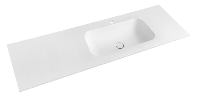 TREOS umywalka 146,6x51,3 cm, Rockstone, prawy, biały mat
