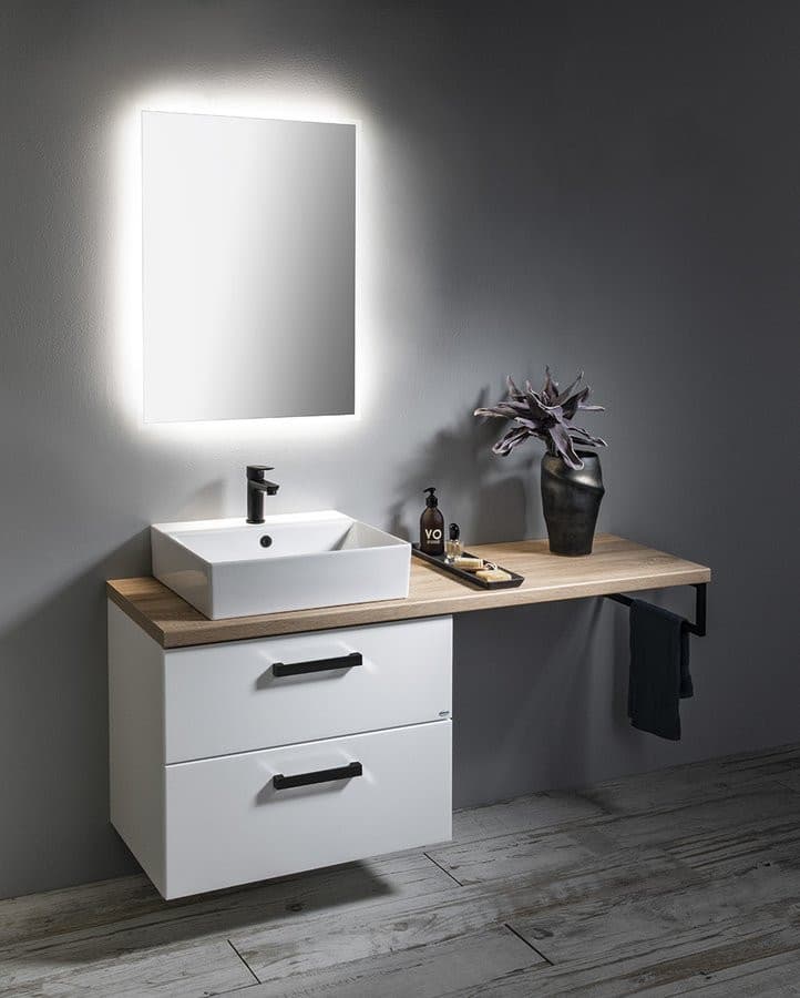 VEGA zestaw łazienkowy,szerokość 125 cm, biały/dąb platin