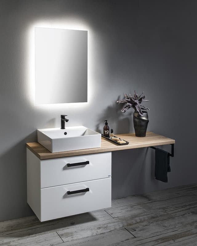 VEGA zestaw łazienkowy,szerokość 125 cm, biały/dąb platin