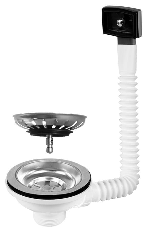 Odpływ zlewozmywakowy 6/4&quot;, z przelewem, stal nierdzewna