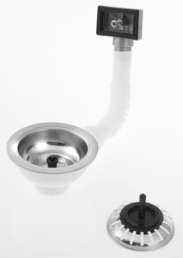 Odpływ zlewozmywakowy 6/4&quot;, z przelewem, stal nierdzewna