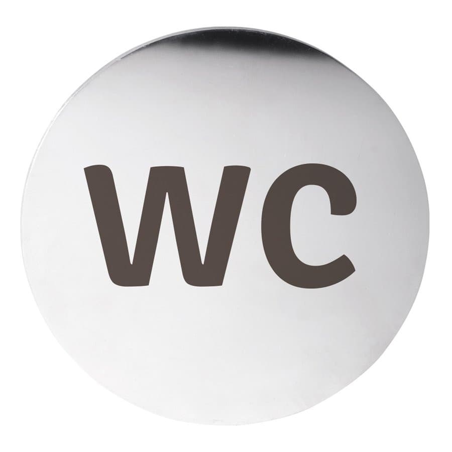 WC tabliczka, średnica 75mm, stal nierdzewna mat