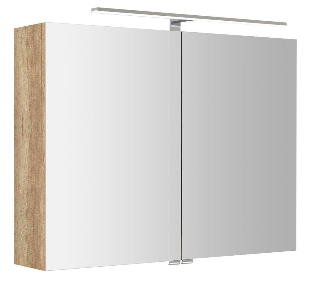 RIWA szafka z LED lustrem, 81x70x17cm, dąb alabama