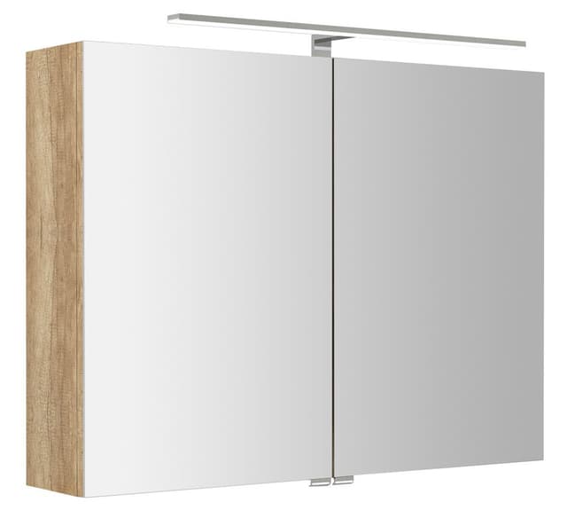 RIWA szafka z LED lustrem, 81x70x17cm, dąb alabama