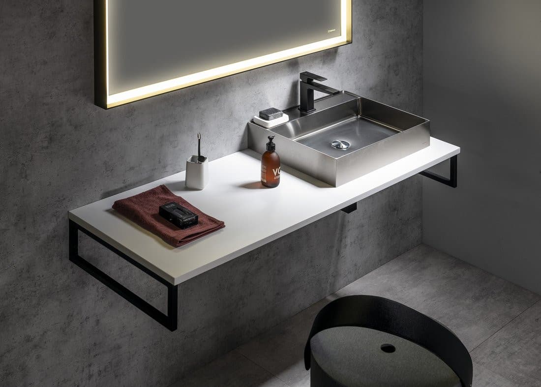 PLATO blat Rockstone 1100x24x500mm, biały mat