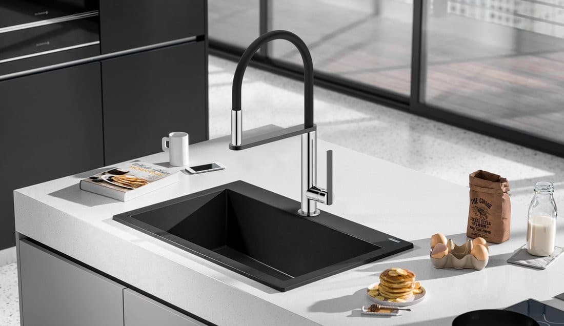 NIMOA bateria kuchenna z prysznicem, chrom/gun metal