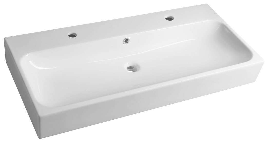 TORIDI umywalka ceramiczna podwójna 101x46,5cm, biały