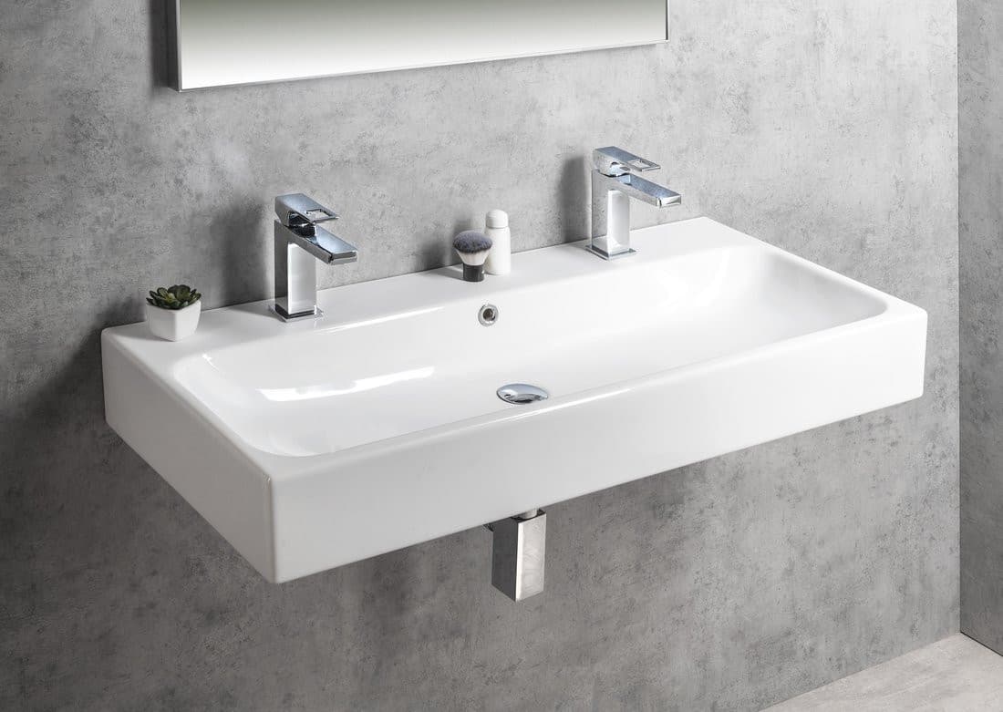 TORIDI umywalka ceramiczna podwójna 101x46,5cm, biały