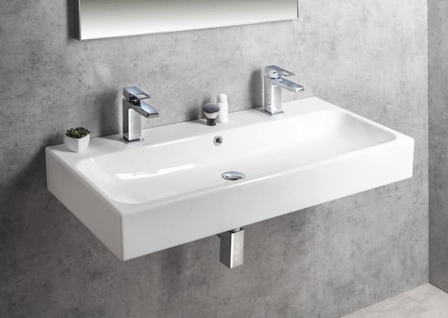 TORIDI umywalka ceramiczna podwójna 101x46,5cm, biały