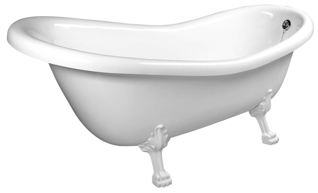 RETRO wanna wolnostojąca 147x69,5x67,5cm, nogi białe, biała