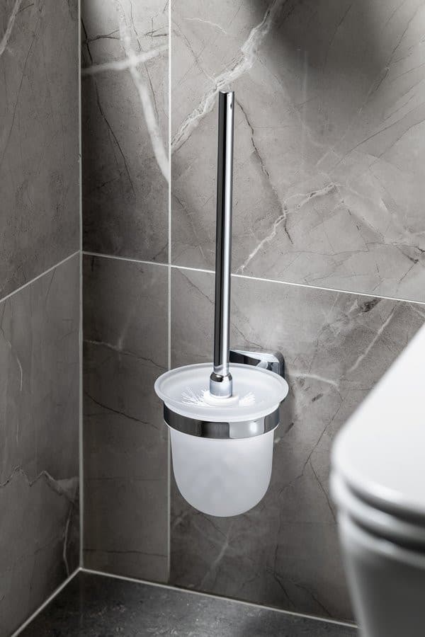 INSIA szczotka do WC wiszącia, szkło mleczne, chrom