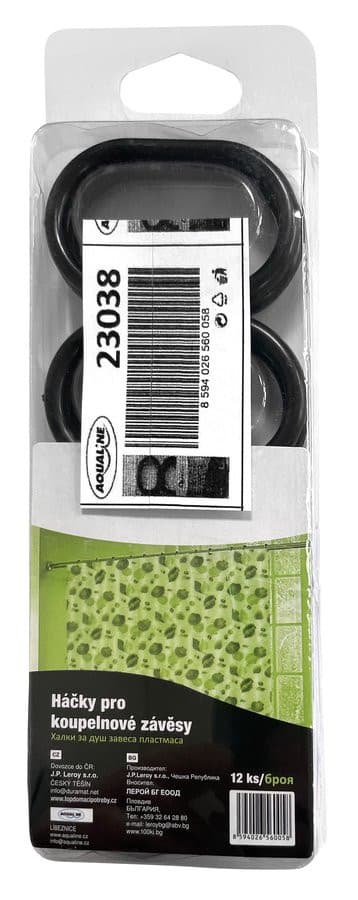 Krążki do zasłonki 12 szt, plastik, czarny