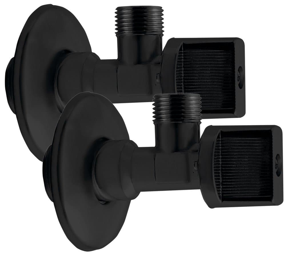 Zawór kulowy narożny 1/2 &quot;x3/8&quot;, para, czarny mat