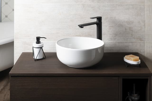 EMMI umywalka ceramiczna nablatowa, Ø 33cm, biały