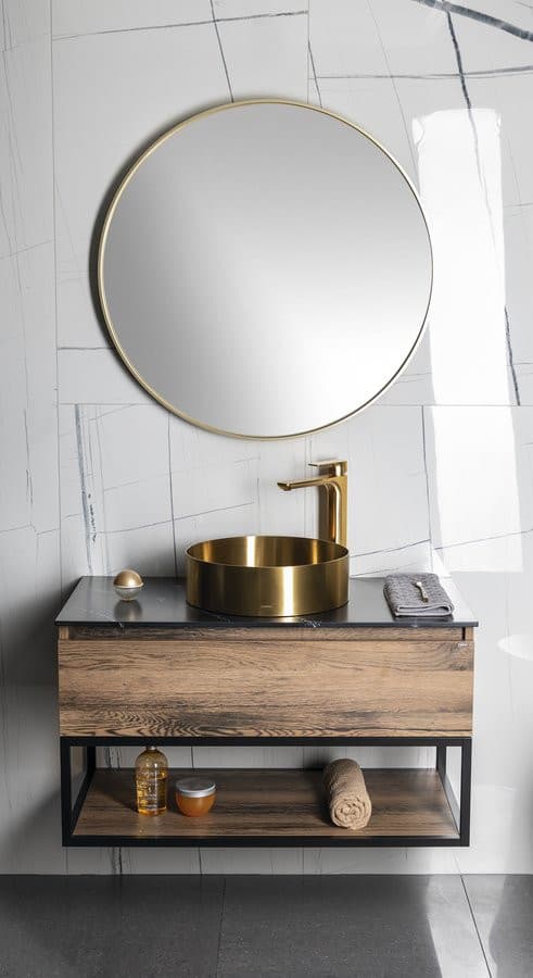 NOTION lustro w ramie, ø 80cm, złoty mat
