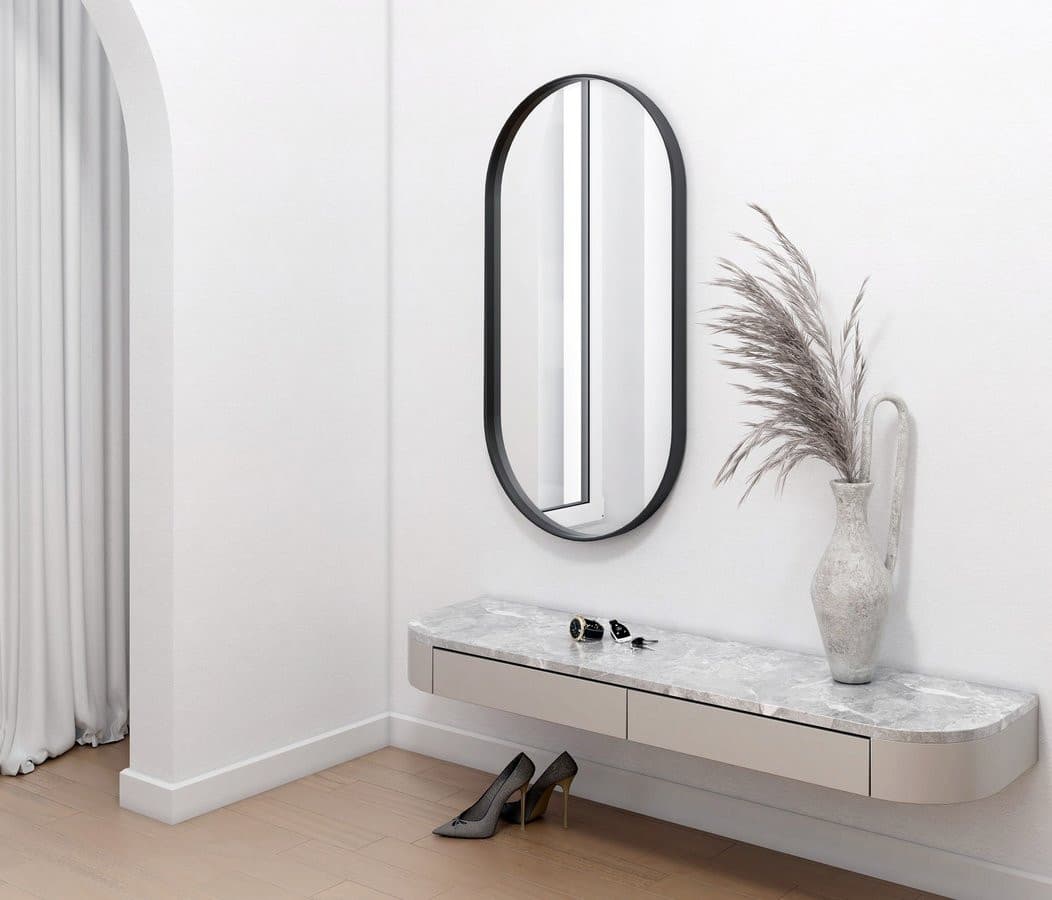 AVONA lustro w ramie 40x70cm, owalne, czarny mat
