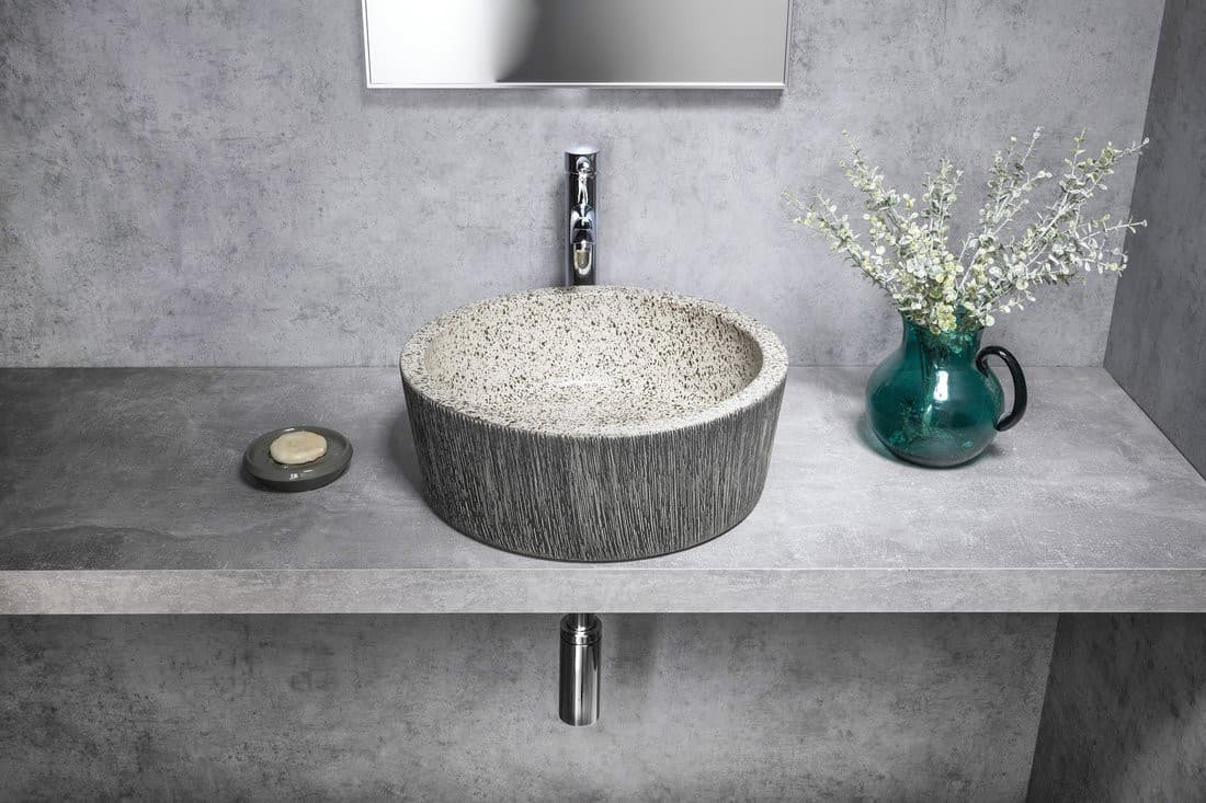 PRIORI umywalka ceramiczna nablatowa Ø 41 cm, granit
