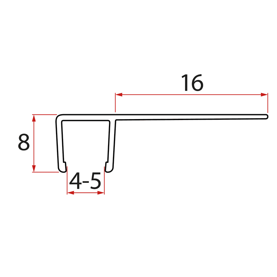 Zestaw uszczelek pionowych do szkła 5/5mm, 1850mm