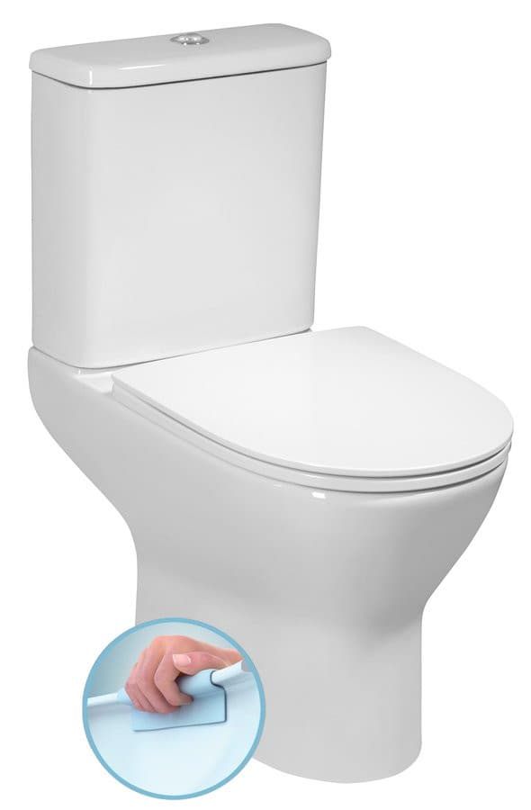 DARIO RIMLESS komplakt WC, odpływ poziomy/pionowy, biały