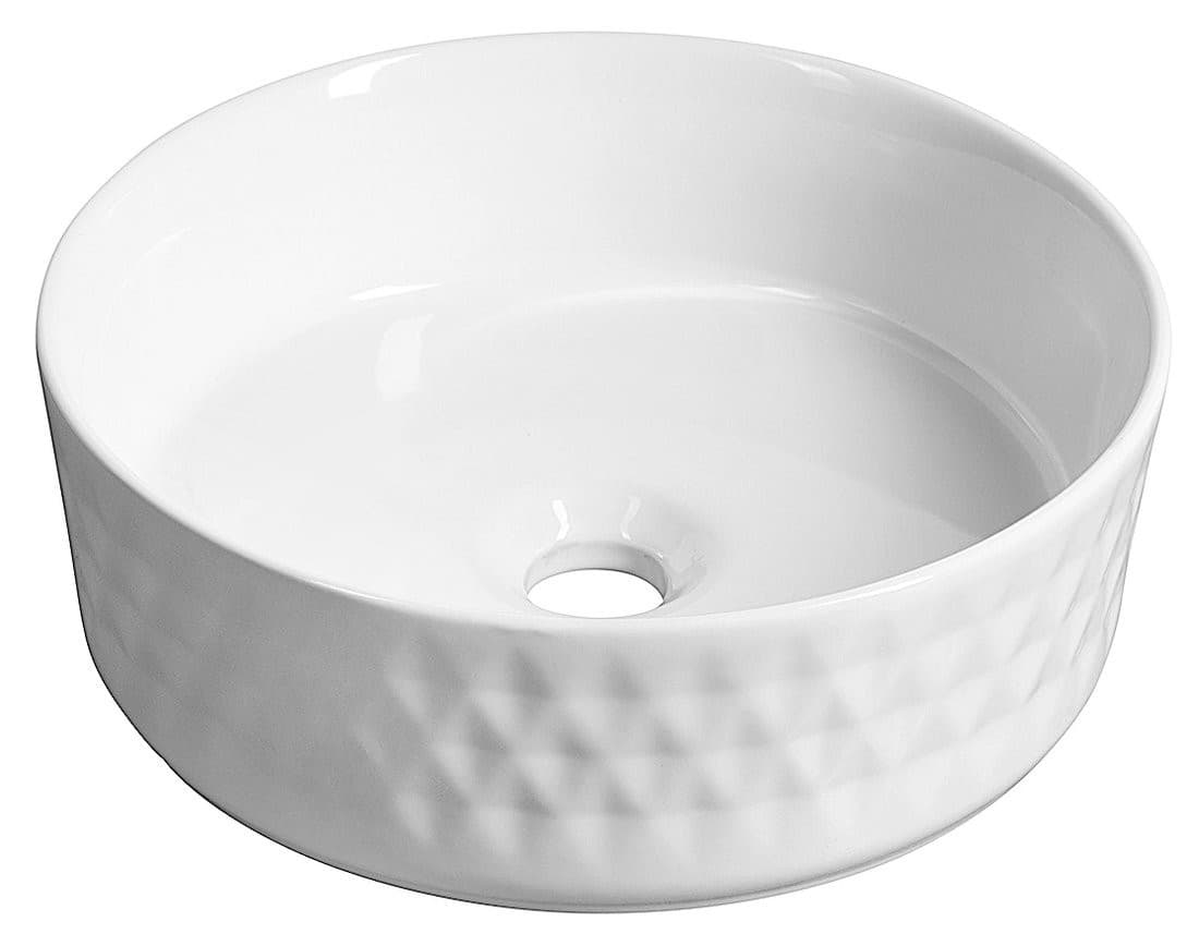 ROMBO umywalka ceramiczna nablatowa, Ø 36cm, biały