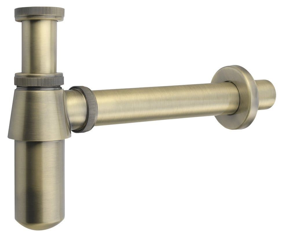 RETRO Syfon umywalkowy 5/4&quot;, odpływ 32mm, ciemny brąz