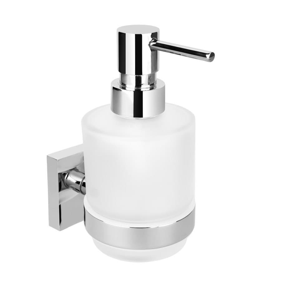 X-SQUARE dozownik mydła 200ml, szkło mleczne, chrom