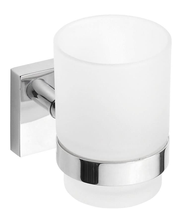 X-SQUARE kubek, szkło mleczne, chrom