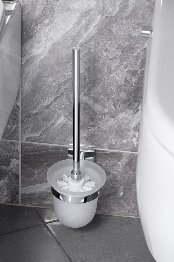 X-SQUARE wisząca szczotka do WC, szkło mleczne, chrom