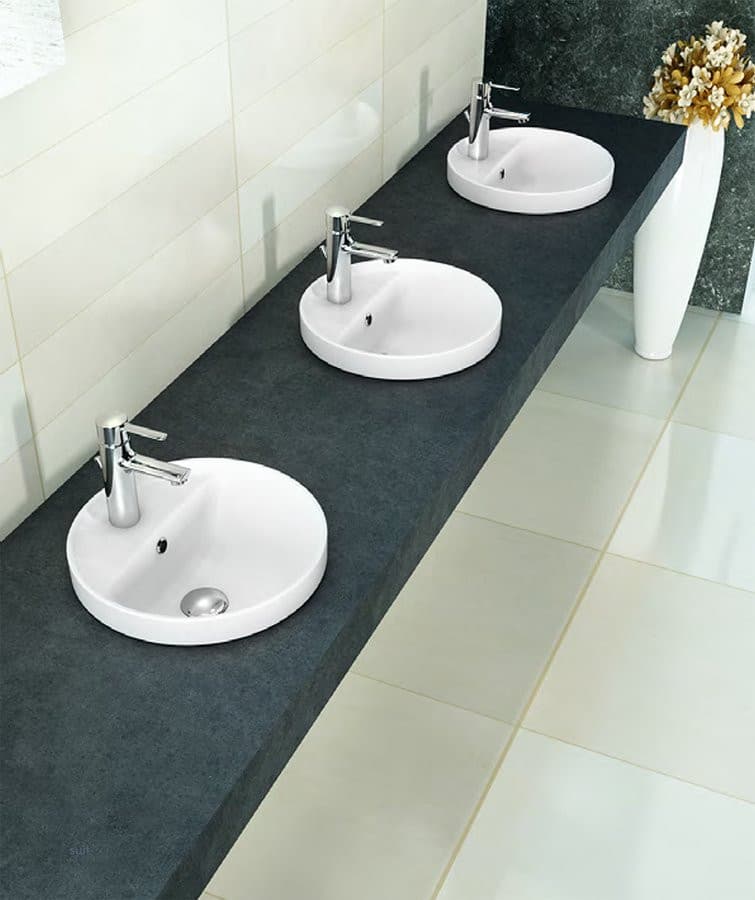 YUVA umywalka ceramiczna wpuszczana, Ø 38cm, biały