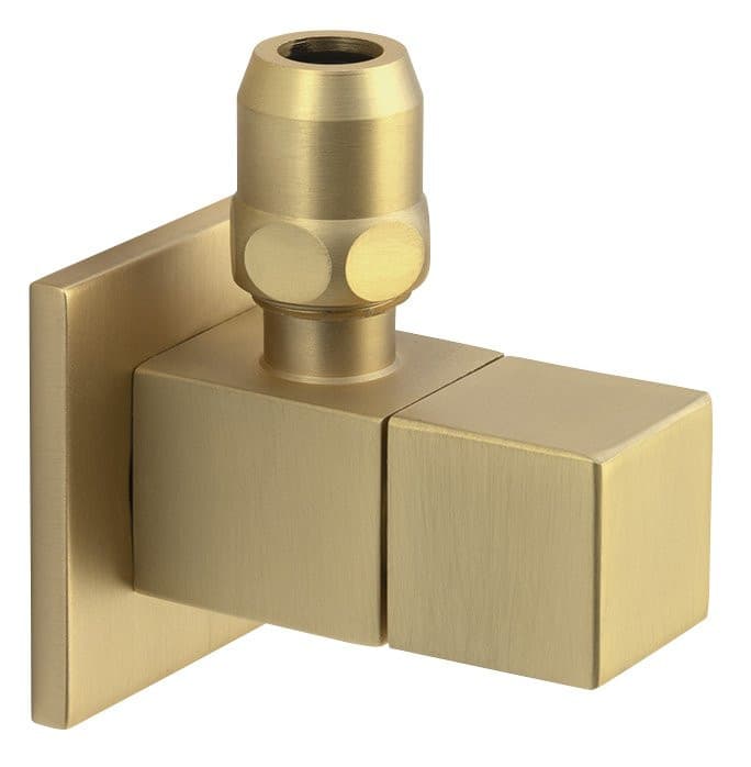 Zawór kątowy z nakrętką,  kwadratowy, 1/2&quot; x 3/8&quot;, złoto mat