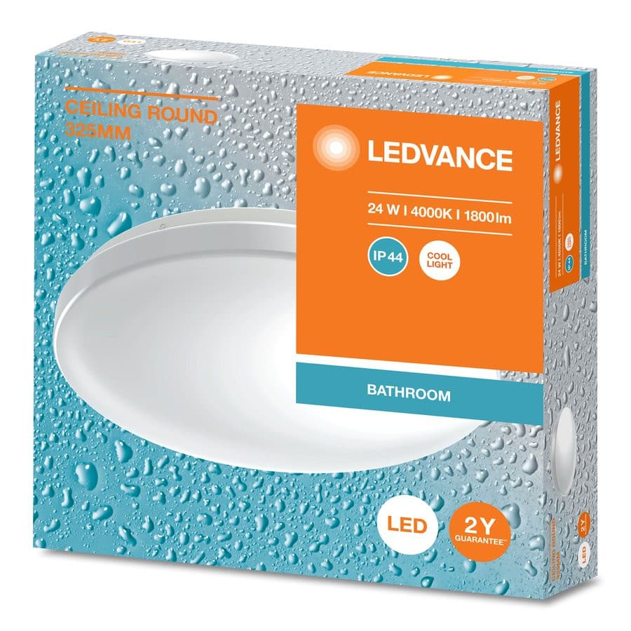 Lampa sufitowa łazienkowa, ø 325mm, 1800lm, 24W, 4000K, IP44