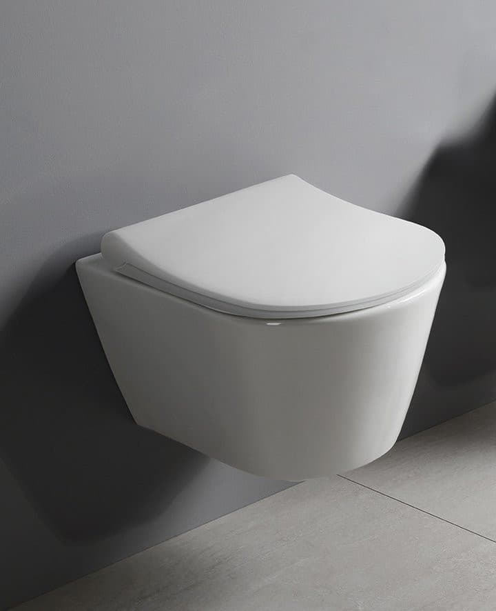 AVVA SHORT WC wiszące, Rimless, 35,5x49cm, biały
