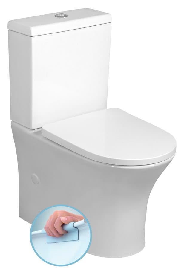 LEON RIMLESS komplakt WC, odpływ poziomy/pionowy, biały