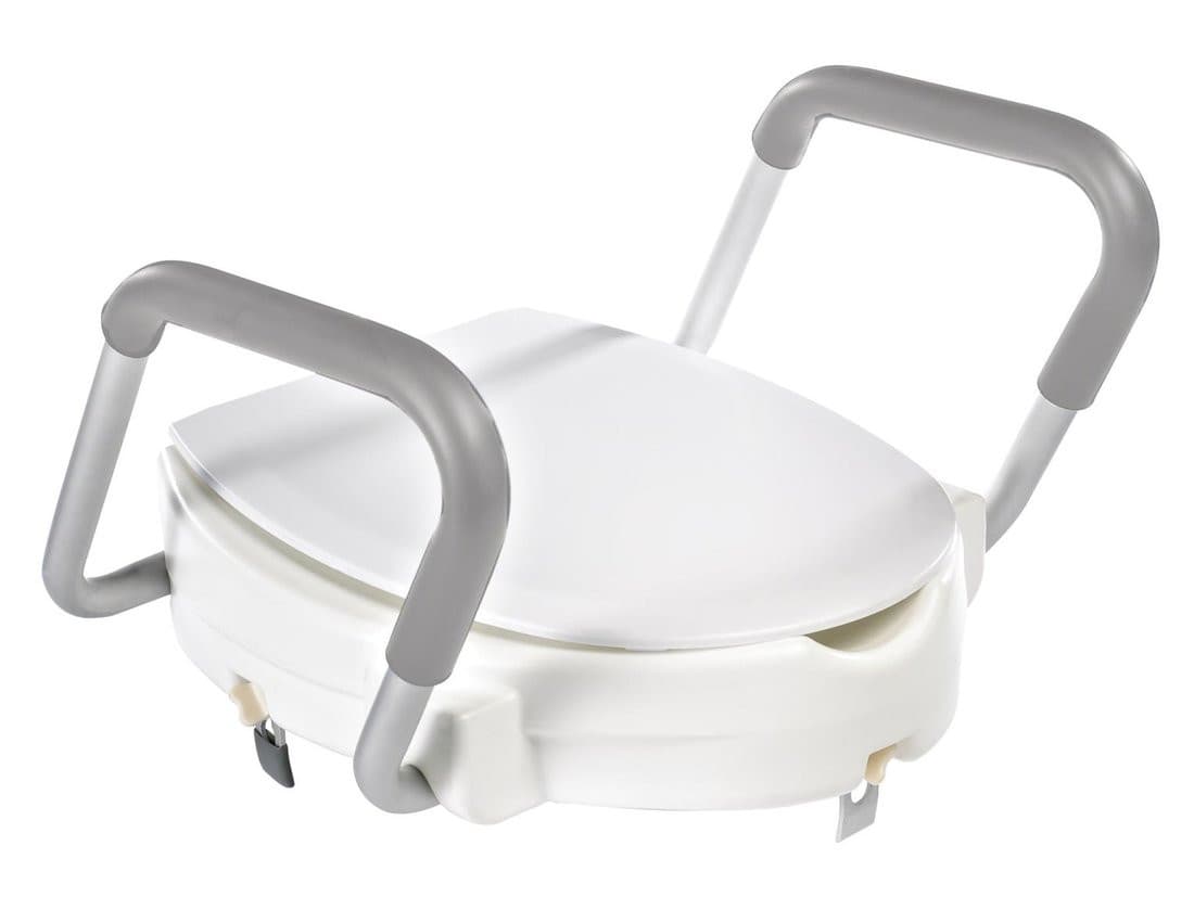 HANDICAP Deska WC podwyższona 10 cm, z uchwytami, biała