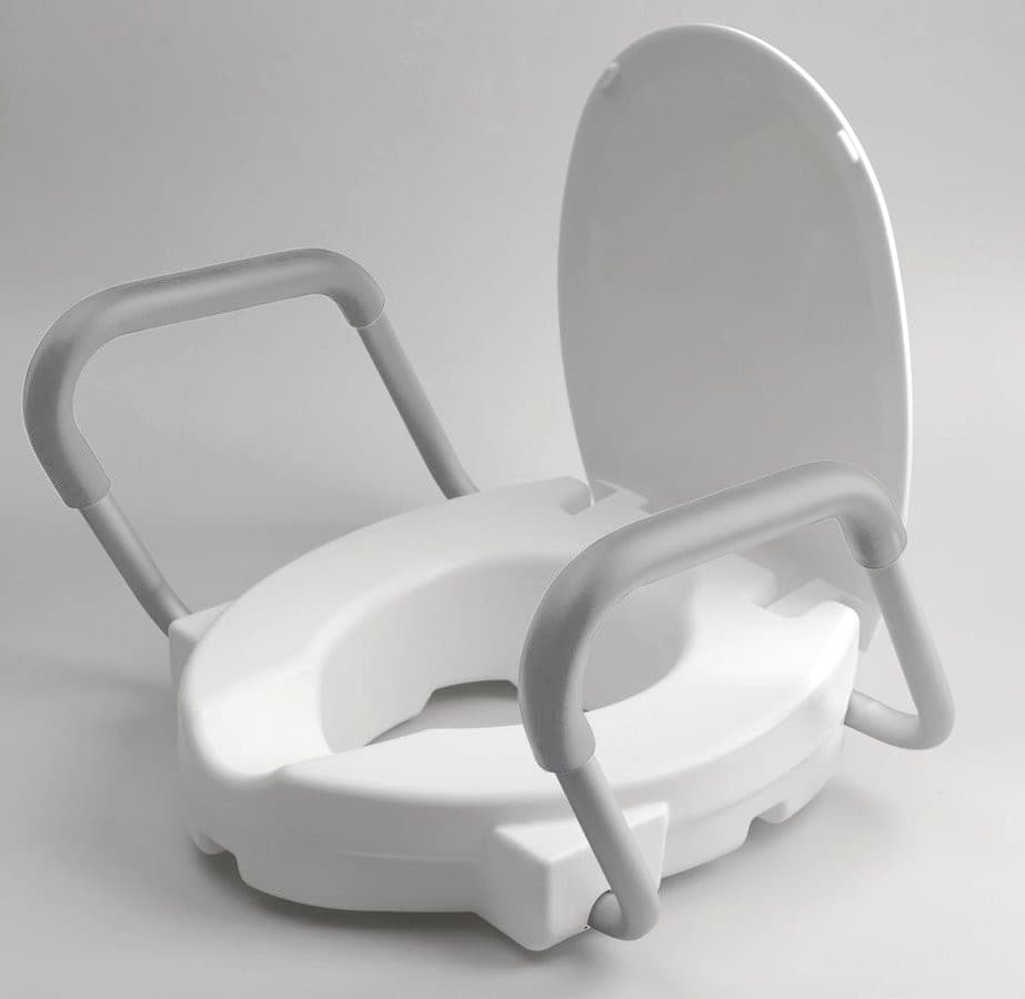 HANDICAP Deska WC podwyższona 10 cm, z uchwytami, biała