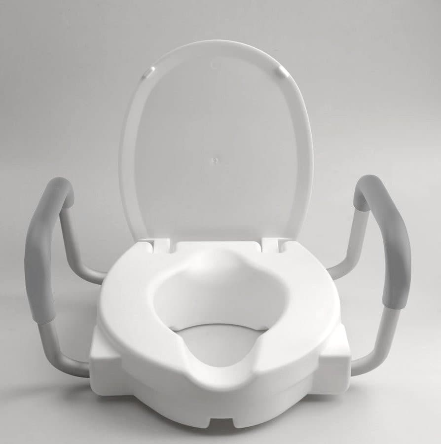 HANDICAP Deska WC podwyższona 10 cm, z uchwytami, biała