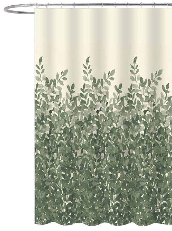 Zasłona prysznicowa 180x200cm, poliester, zielone liście