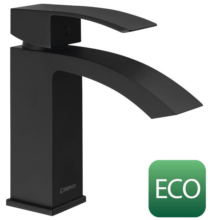GINKO 35 bateria umywalkowa, ECO głowica, czarny mat