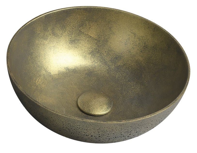 FORMIGO umywalka betonowa nablatowa, średnica 39cm, złoty