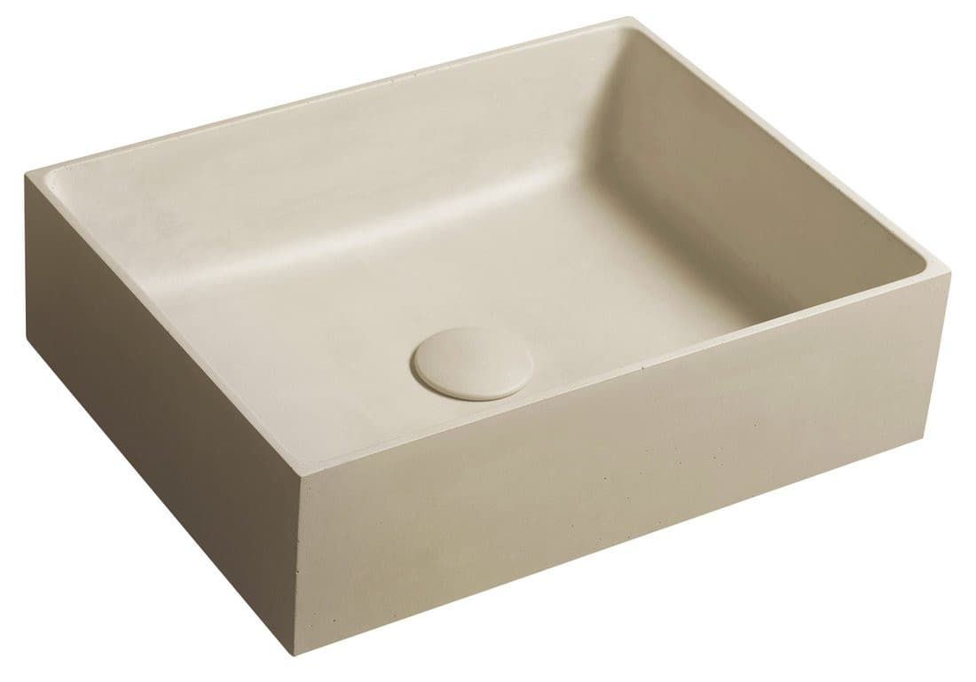 FORMIGO umywalka betonowa nablatowa, 47,5x36,5cm, żółty