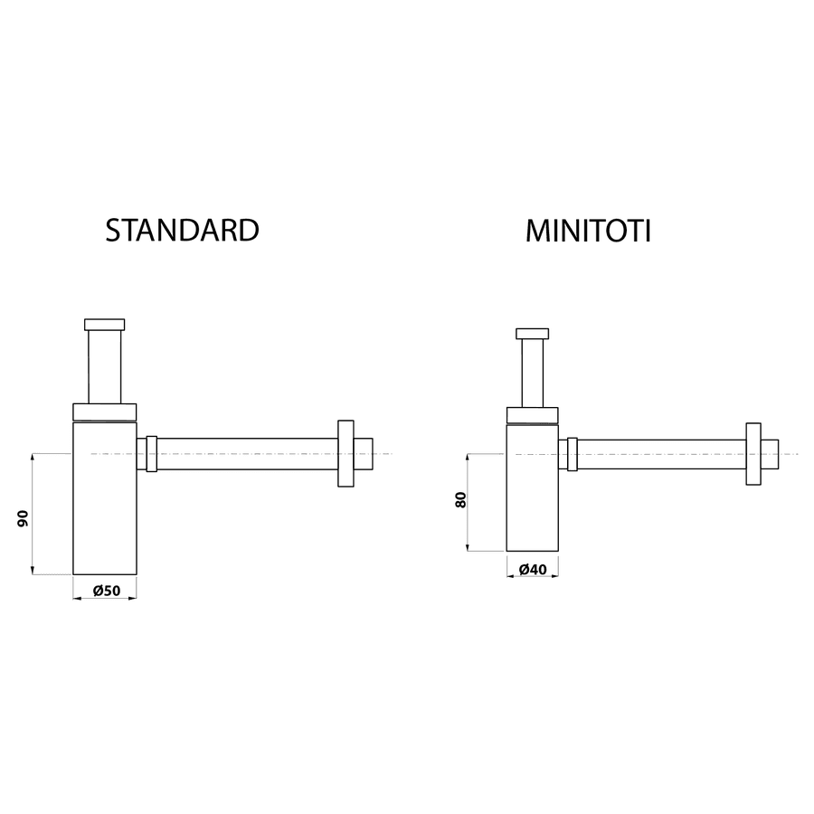 MINITOTI syfon umywalkowy 5/4&quot;-32mm, czarny mat