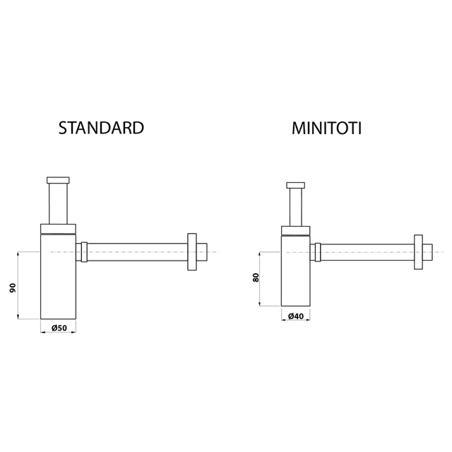 MINITOTI syfon umywalkowy 5/4&quot;-32mm, czarny mat