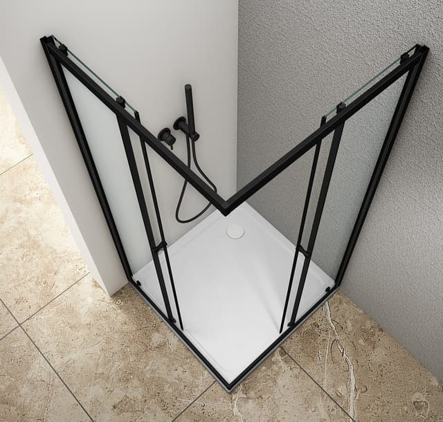 AGGA BLACK kabina prysznicowa 900x900mm, szkło czyste