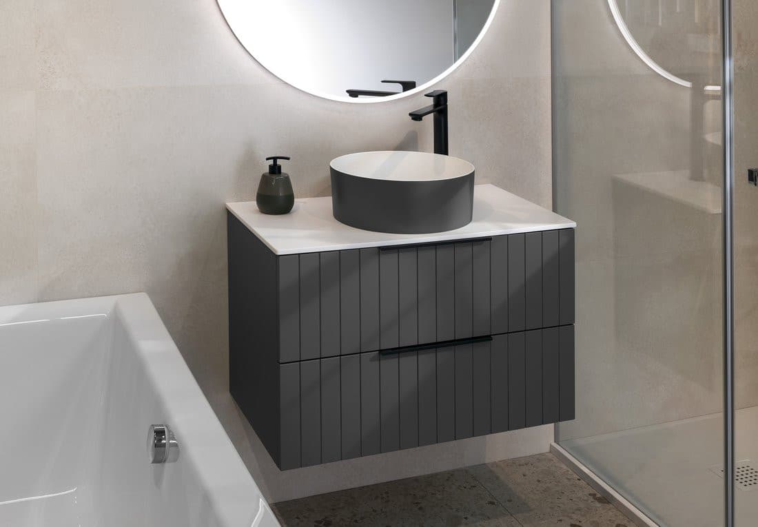 THIN umywalka nablatowa Ø38 cm, carina/biały mat