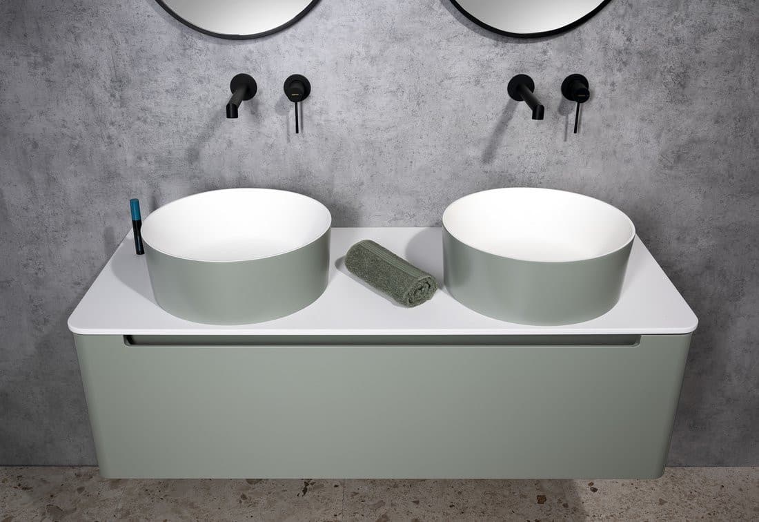 THIN umywalka nablatowa Ø38 cm, verde/biały mat